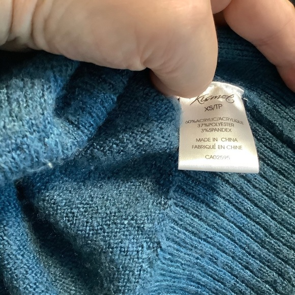 Kismet teal Blue cowl turtleneck Sweater Small - Picture 5 of 6